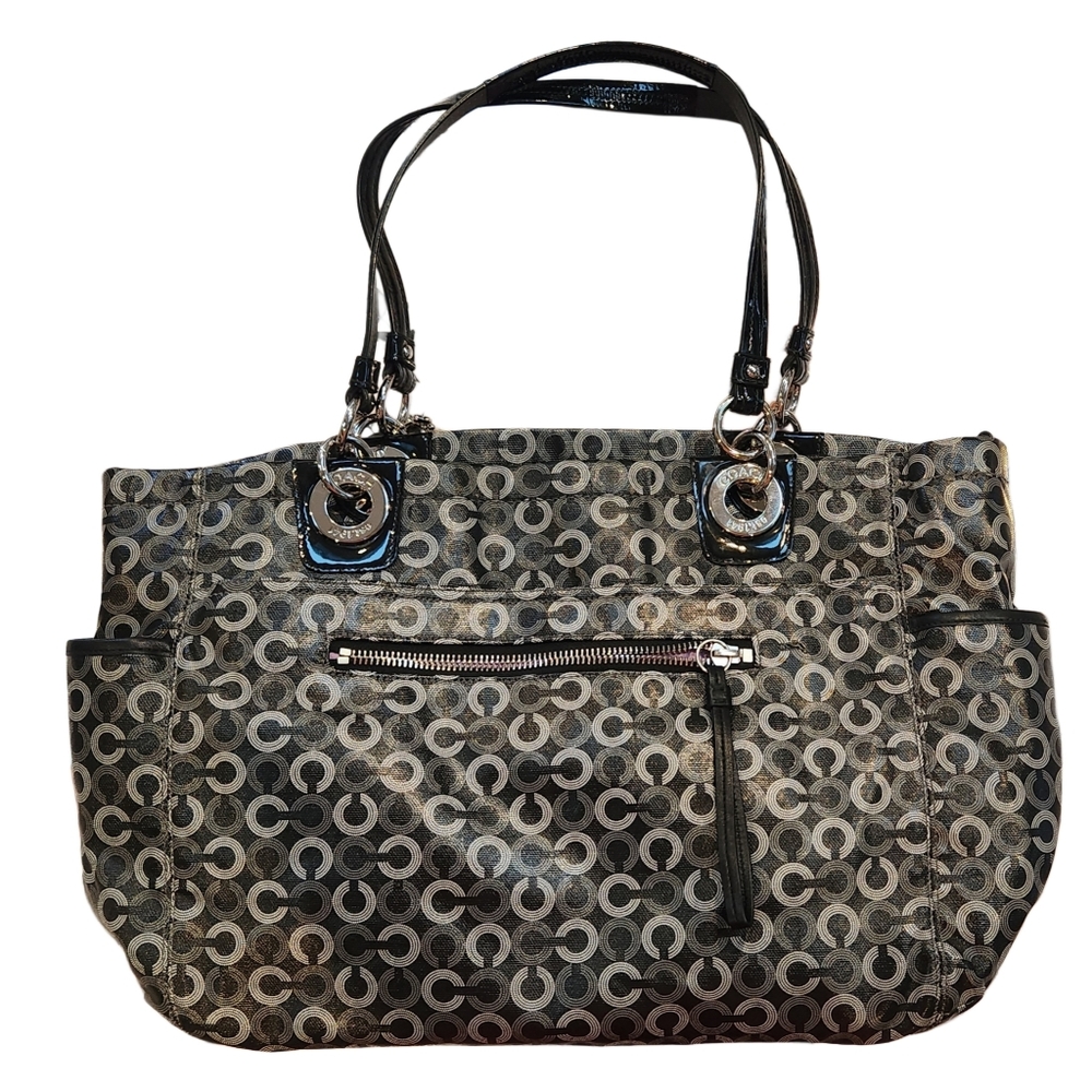 LIKE NEW XL COACH leather logo handbag full of pockets inside and out